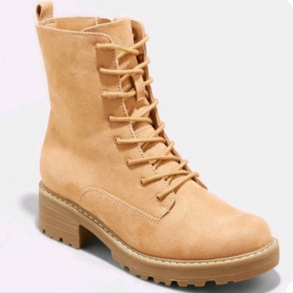 Universal Thread Shoes - Universal Thread Tan Faux Suede Memory Foam Lace-Up Ophelia Boots